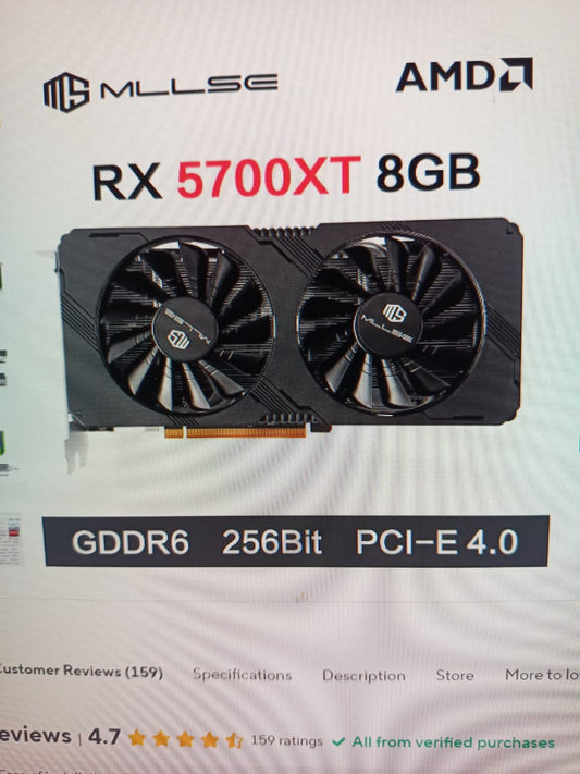 MLLSE AMD RX 5700 XT 8GB Graphics Card GDDR6 256Bit PCI-E 4.0×16 6+8Pin Radeon GPU Rx 5700XT Gaming Video Card Placa De Video